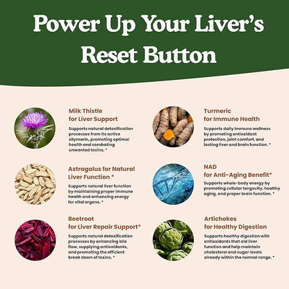 Liver Detox - 20-in-1 with Milk Thistle for Fatty Liver & Energy