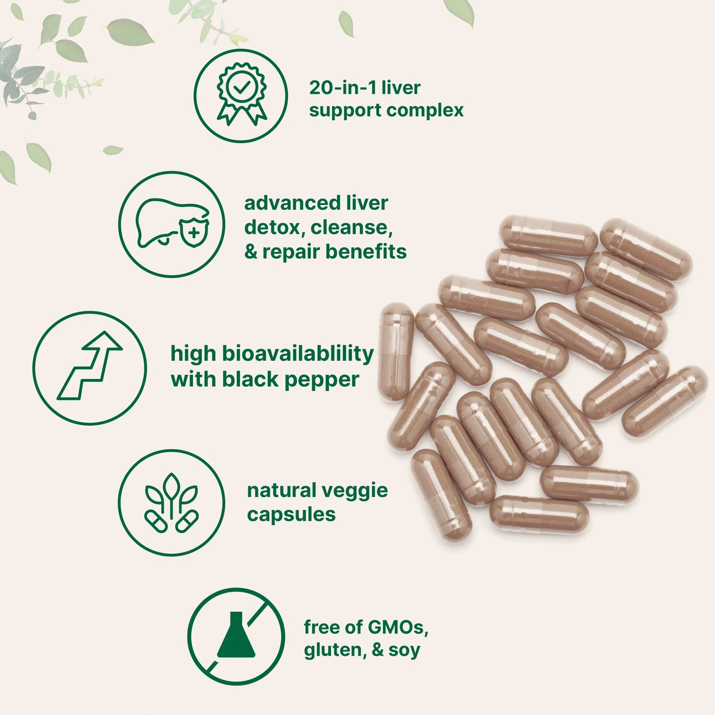 Liver Detox - 20-in-1 with Milk Thistle for Fatty Liver & Energy