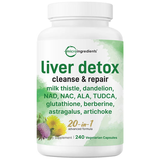 Liver Detox - 20-in-1 with Milk Thistle for Fatty Liver & Energy